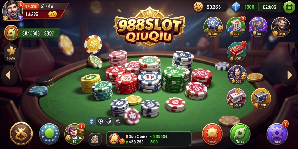 Tangkapan layar gameplay QiuQiu dari 988SLOT yang mengasyikkan.