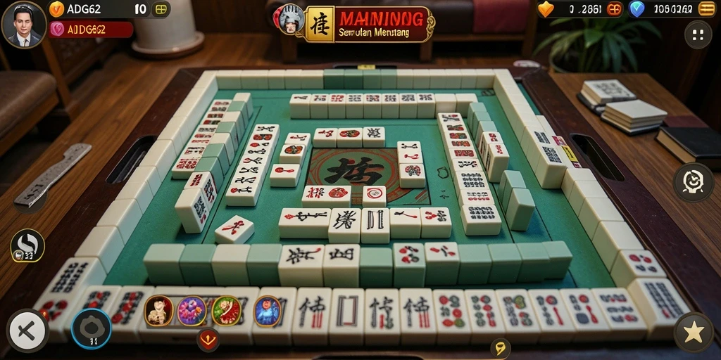 Screenshot gameplay ADG62 menampilkan momen mencocokkan ubin Mahjong.