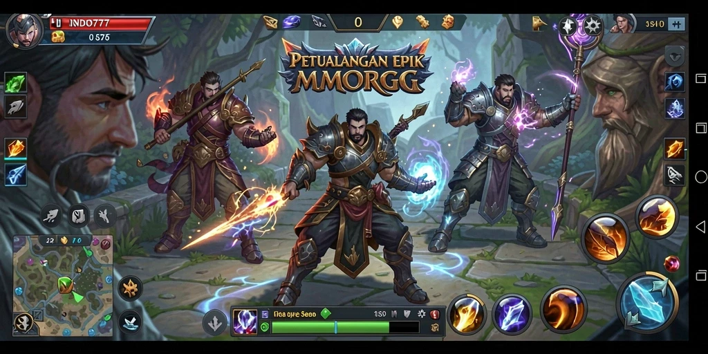 Tampilan layar utama INDO777 yang menampilkan petualangan MMORPG.