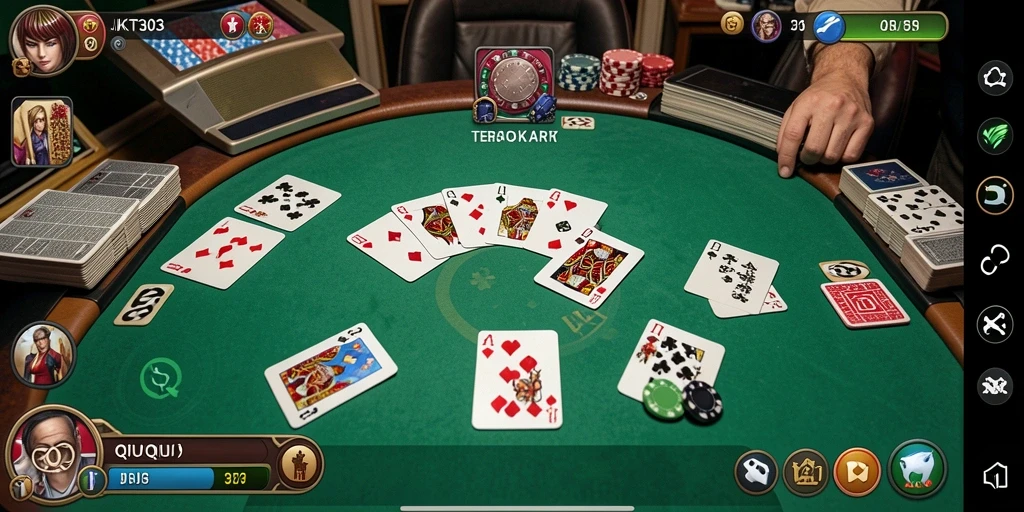 Tampilan gameplay seru dari <strong>JKT303</strong> dengan kartu QiuQiu.