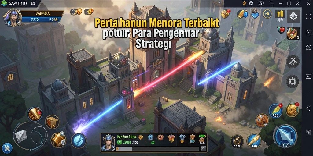 Tampilan gameplay Tower Defense yang strategis dan menantang dalam SAPITOTO.