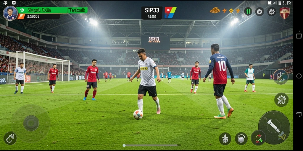 Tampilan gameplay menarik dari SIP33 dengan aksi sepak bola yang intens.